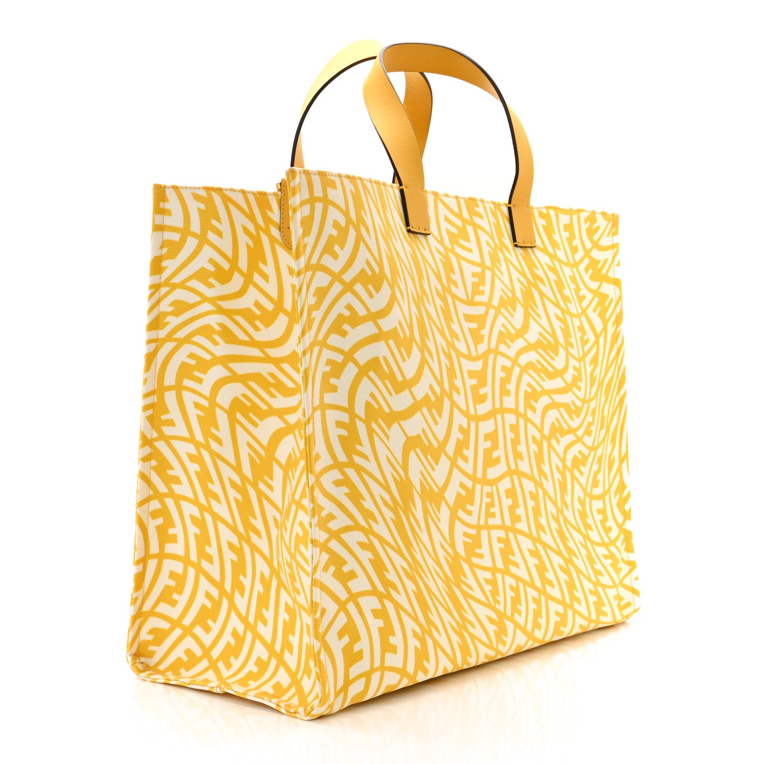Fendi X SARAH COLEMAN Glazed Canvas Vitello King FF Vertigo Shopping Tote Bag Mimosa White 3 of 10