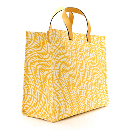 Fendi X SARAH COLEMAN Glazed Canvas Vitello King FF Vertigo Shopping Tote Bag Mimosa White 3 of 10
