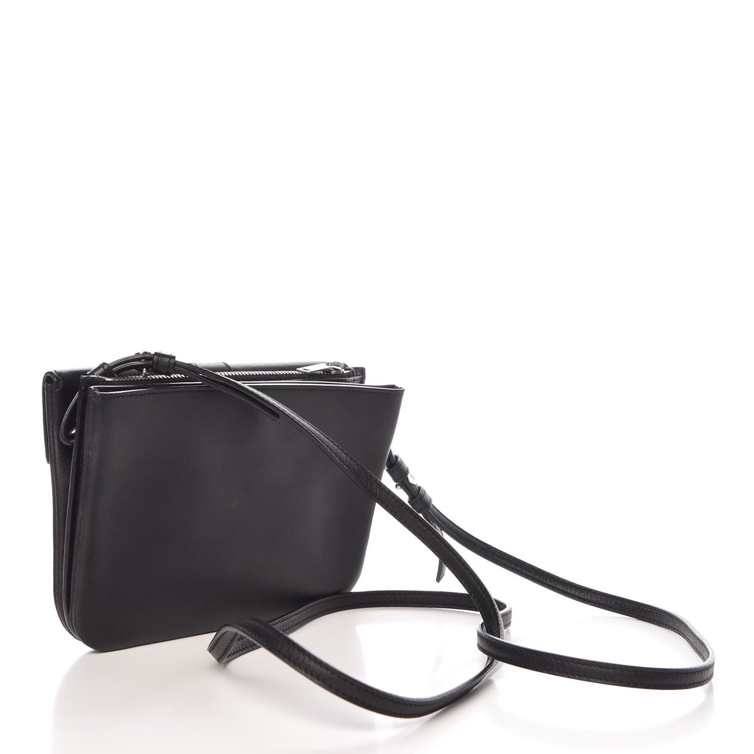 Saint Laurent Calfskin Monogram Tri Pocket Crossbody Bag Black 3 of 11