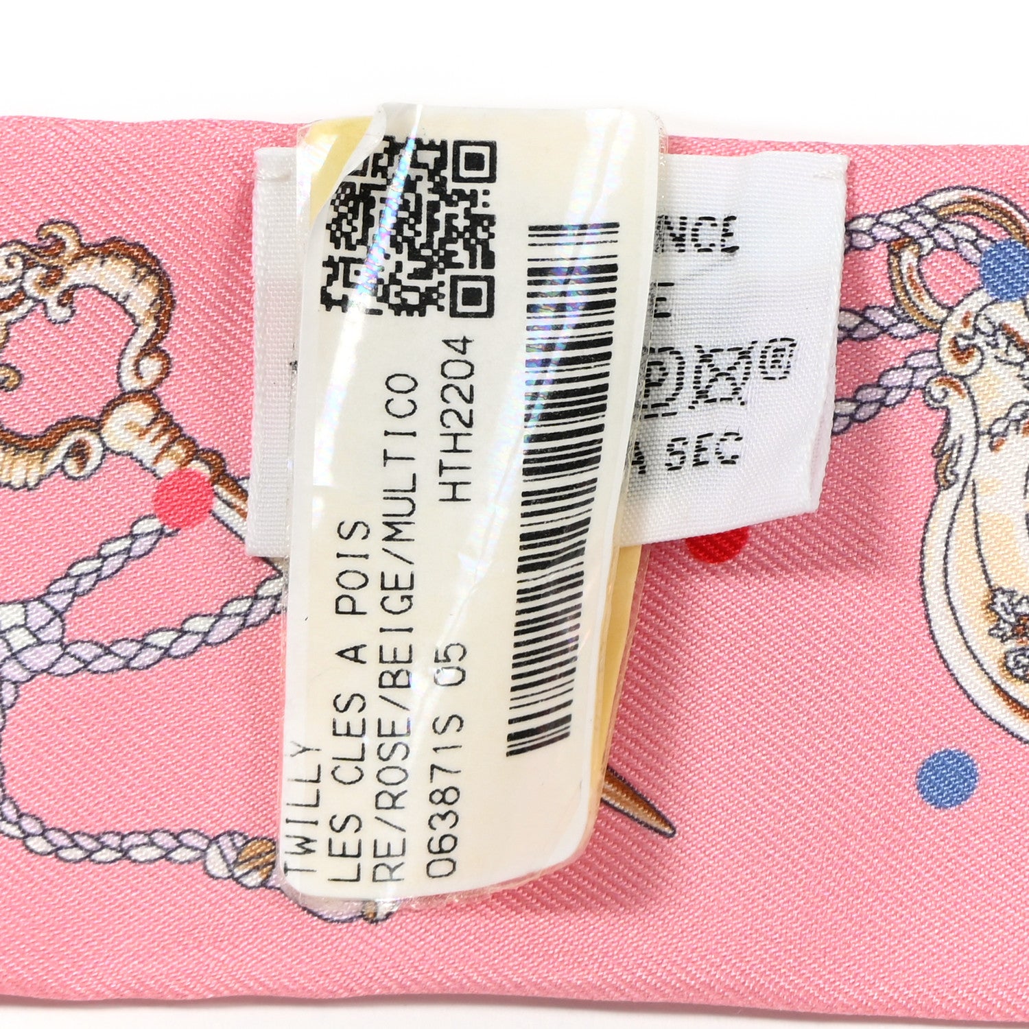 Hermes Silk Les Cles A Pois Twilly Rose Beige Multicolor 3 of 4