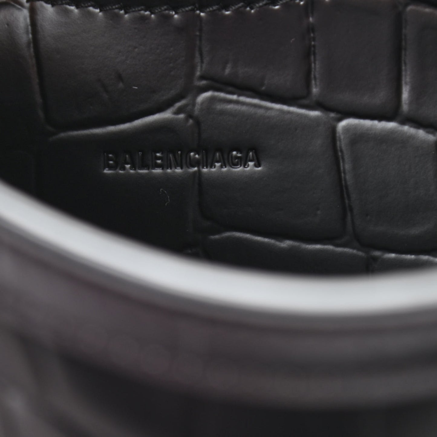 Semi Shiny Calfskin Crocodile Embossed Neo Classic Black Hardware Mini City Black
