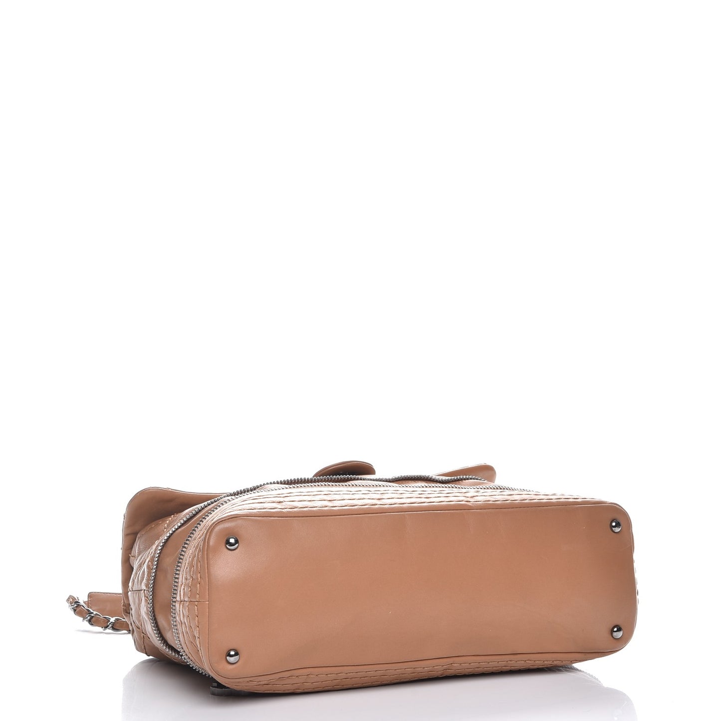 Calfskin Large Expandable Flap Bag Dark Beige