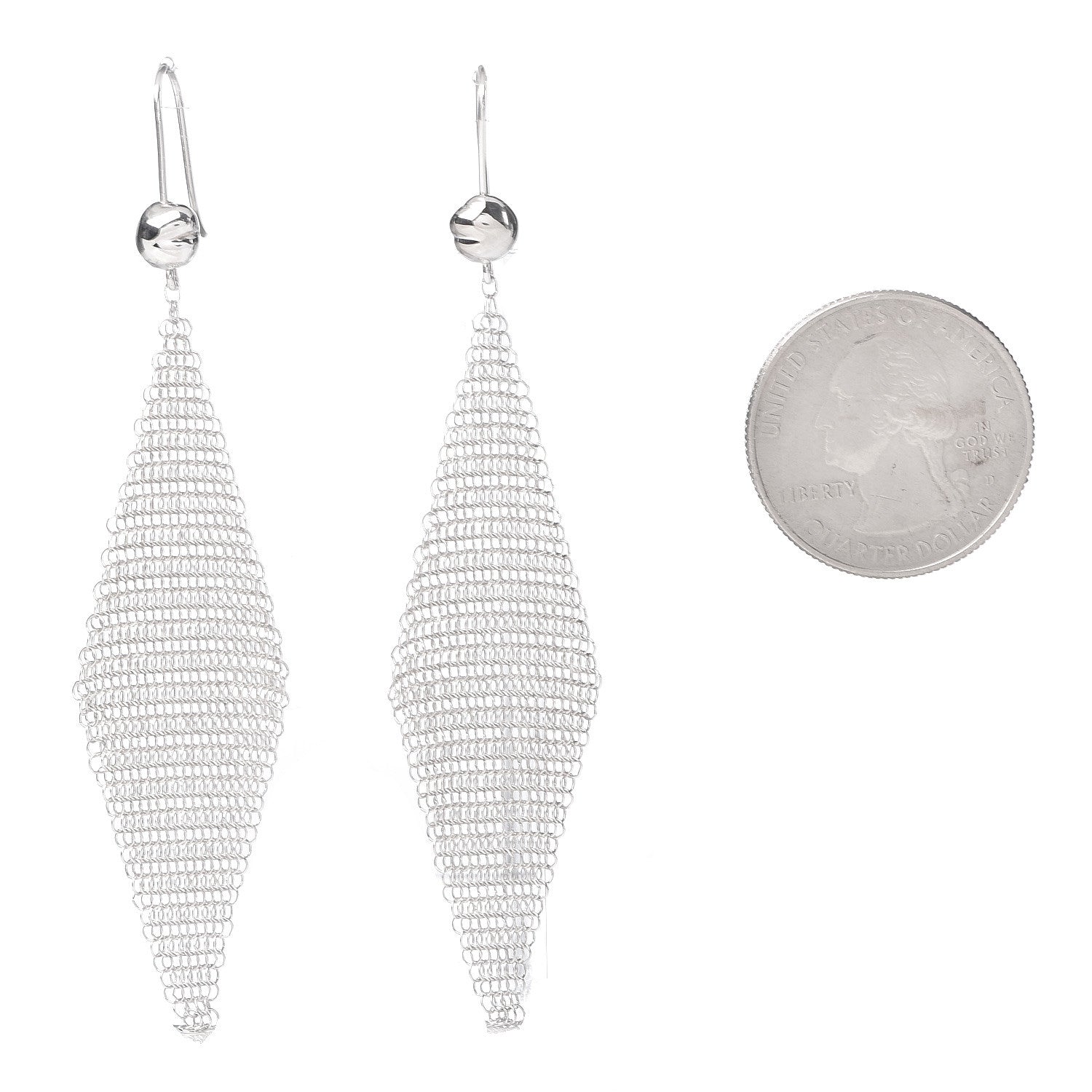Tiffany Sterling Silver Small Elsa Peretti Mesh Earrings 2 of 4