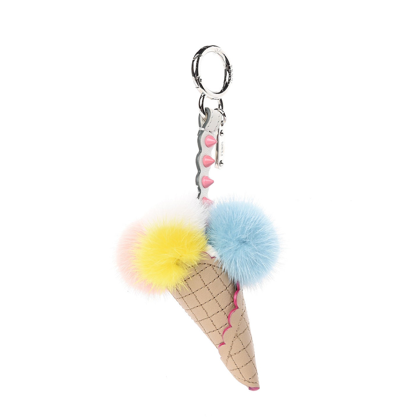 Mink Fur Calfskin Fun Fair Bag Charm Multicolor