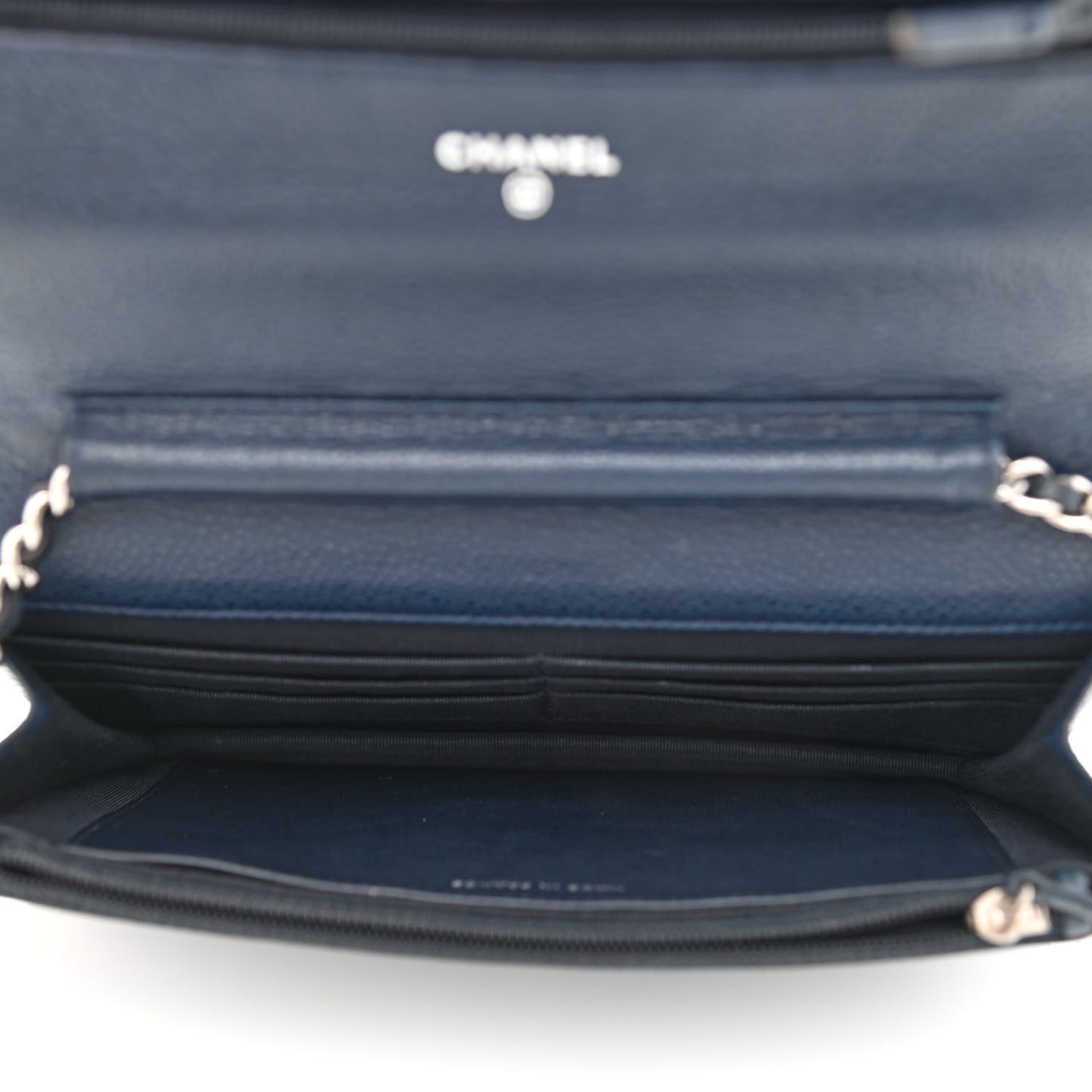 Caviar Quilted Wallet On Chain WOC Navy Blue