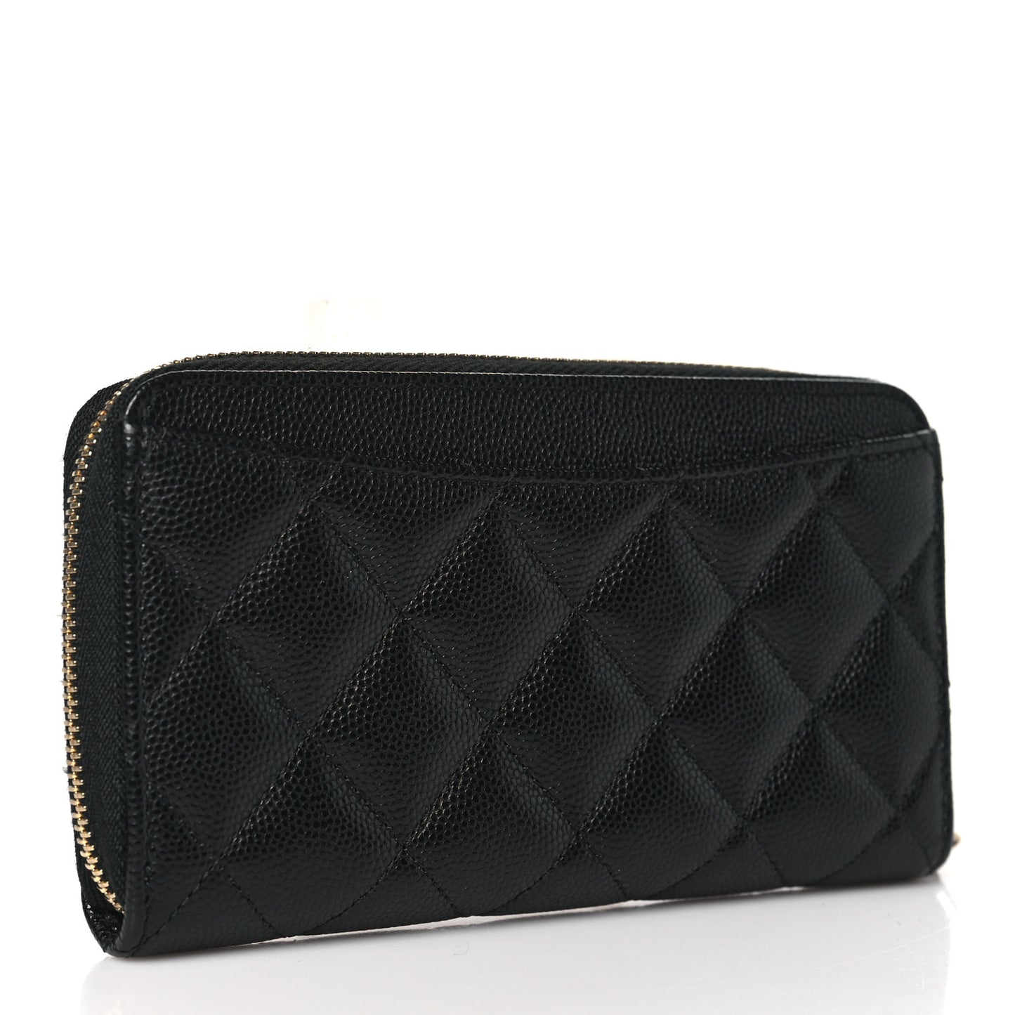 Caviar Quilted Medium Zip Around Wallet Black