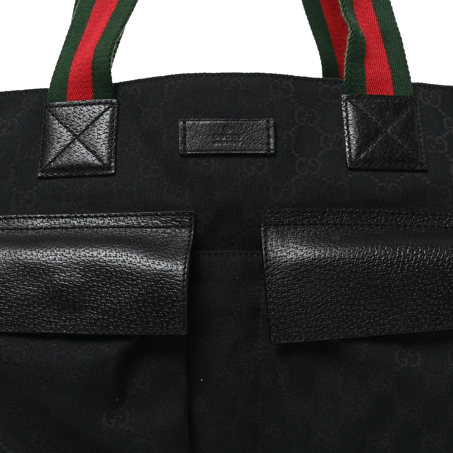 Gucci GG Monogram Medium Web Handle Double Pocket Tote Black 8 of 10
