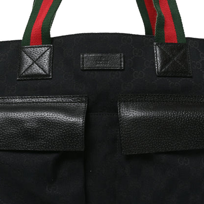 Gucci GG Monogram Medium Web Handle Double Pocket Tote Black 8 of 10