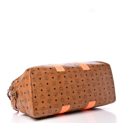 MCM Visetos Large Traveler Weekender Bag Cognac Neon Orange 4 of 20
