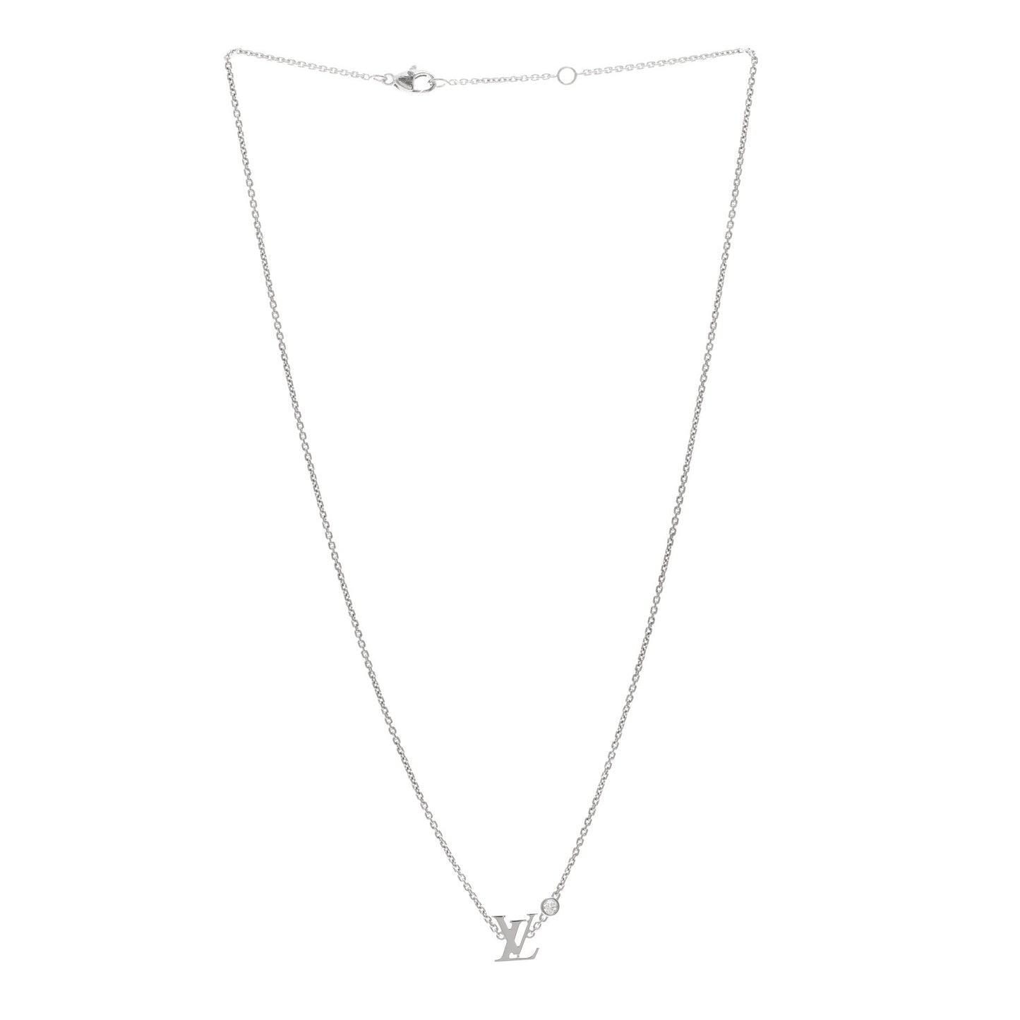 18K White Gold Diamond Idylle Blossom LV Pendant Necklace