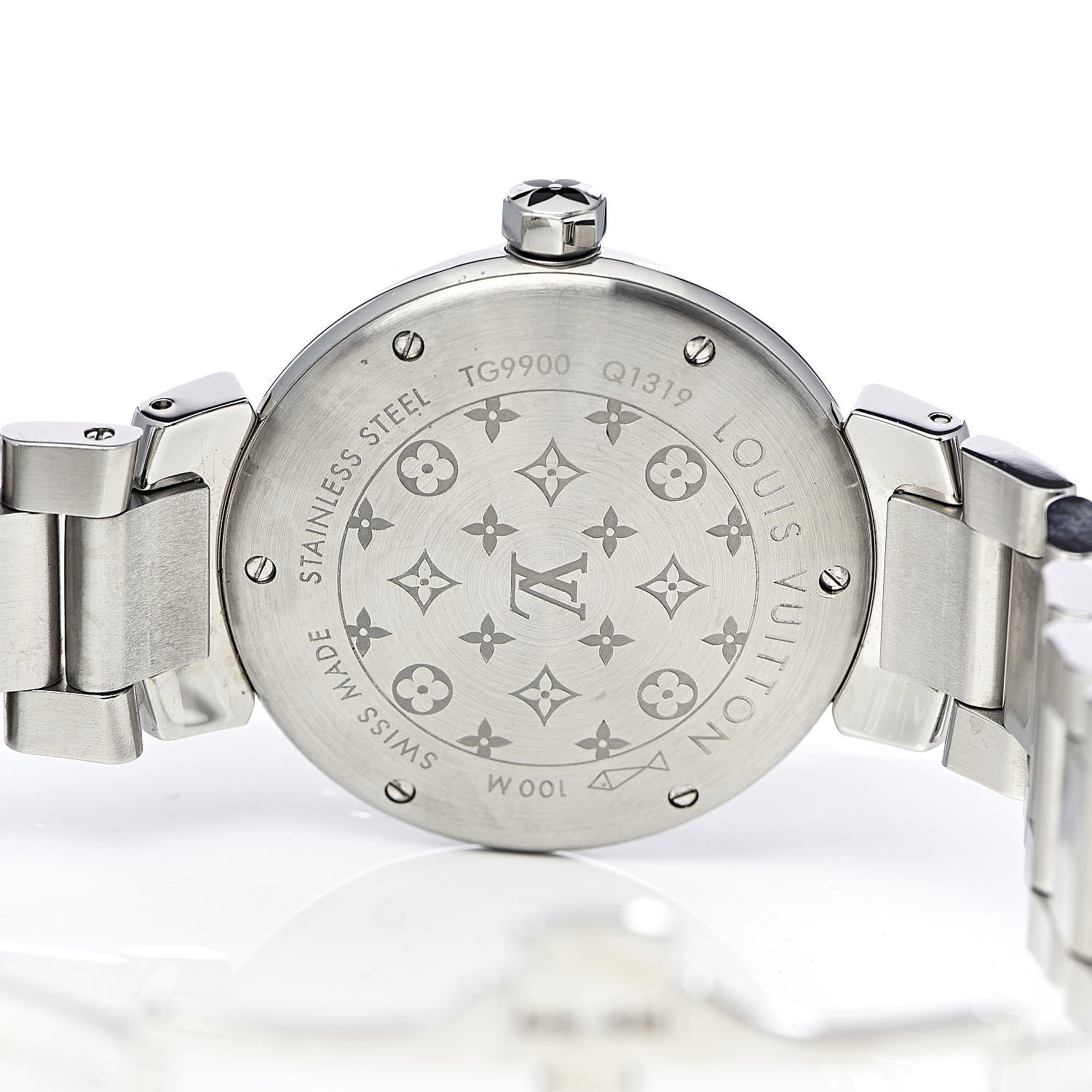 Louis Vuitton Stainless Steel Diamond 34mm Tambour Quartz Watch Black 5 of 8