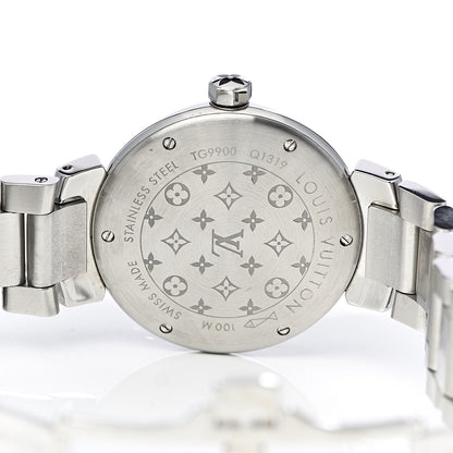 Louis Vuitton Stainless Steel Diamond 34mm Tambour Quartz Watch Black 5 of 8