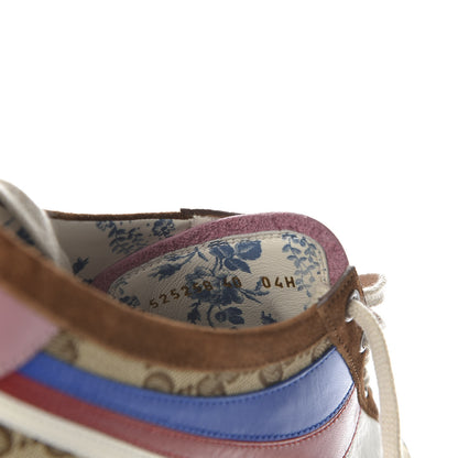 Gucci Suede Monogram Web Womens Falacer Sneakers 40 Nocciola Beige Mystic White Hibiscus Red 10 of 11