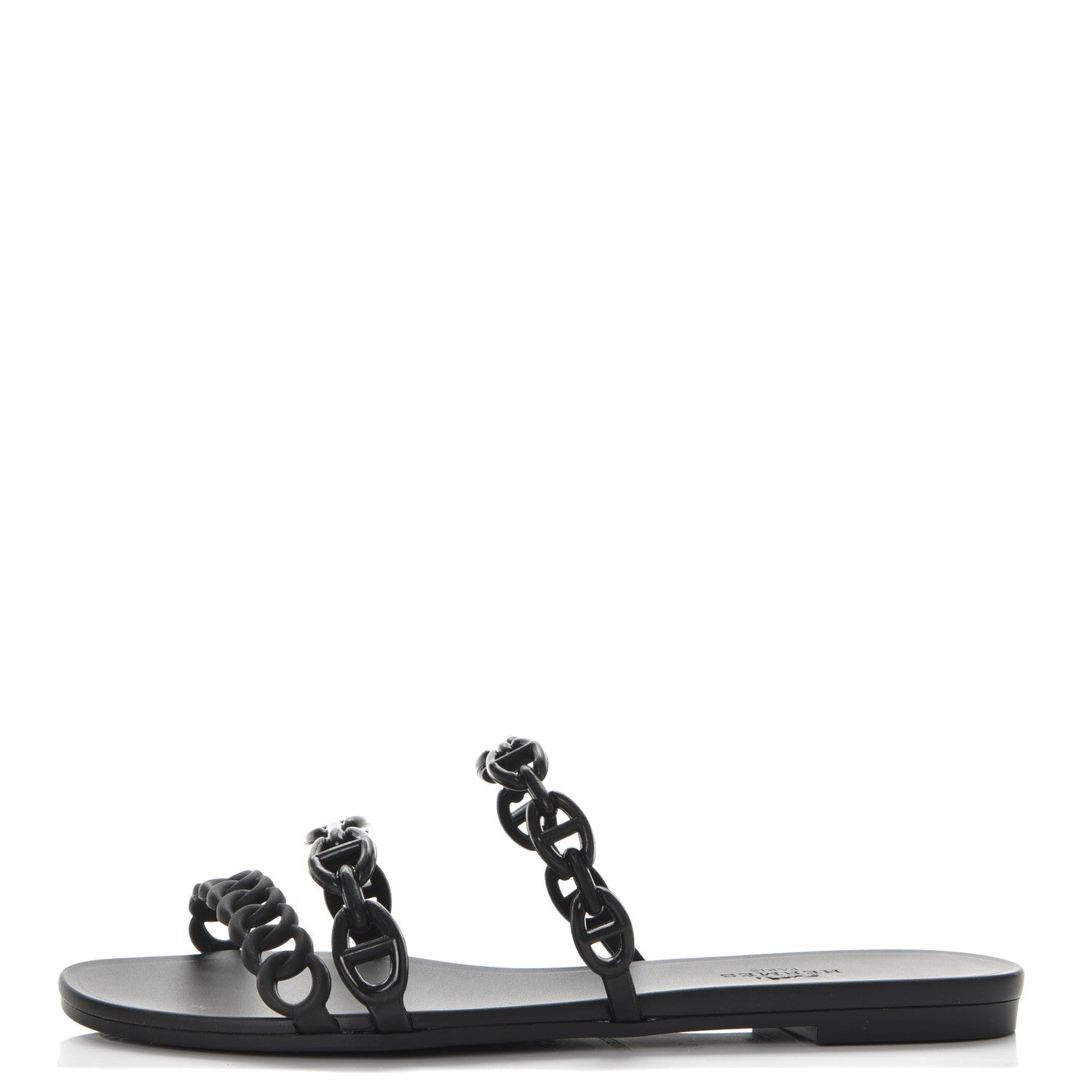 Hermes Rubber Chaine d'Ancre Rivage Sandals 35 Black 1 of 8
