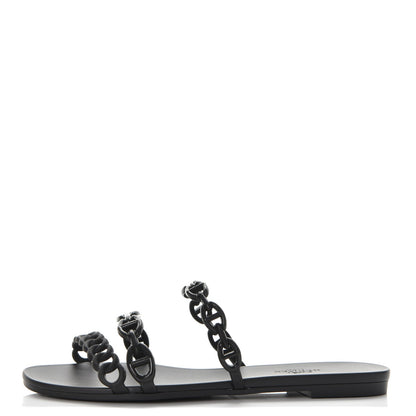 Hermes Rubber Chaine d'Ancre Rivage Sandals 35 Black 1 of 8