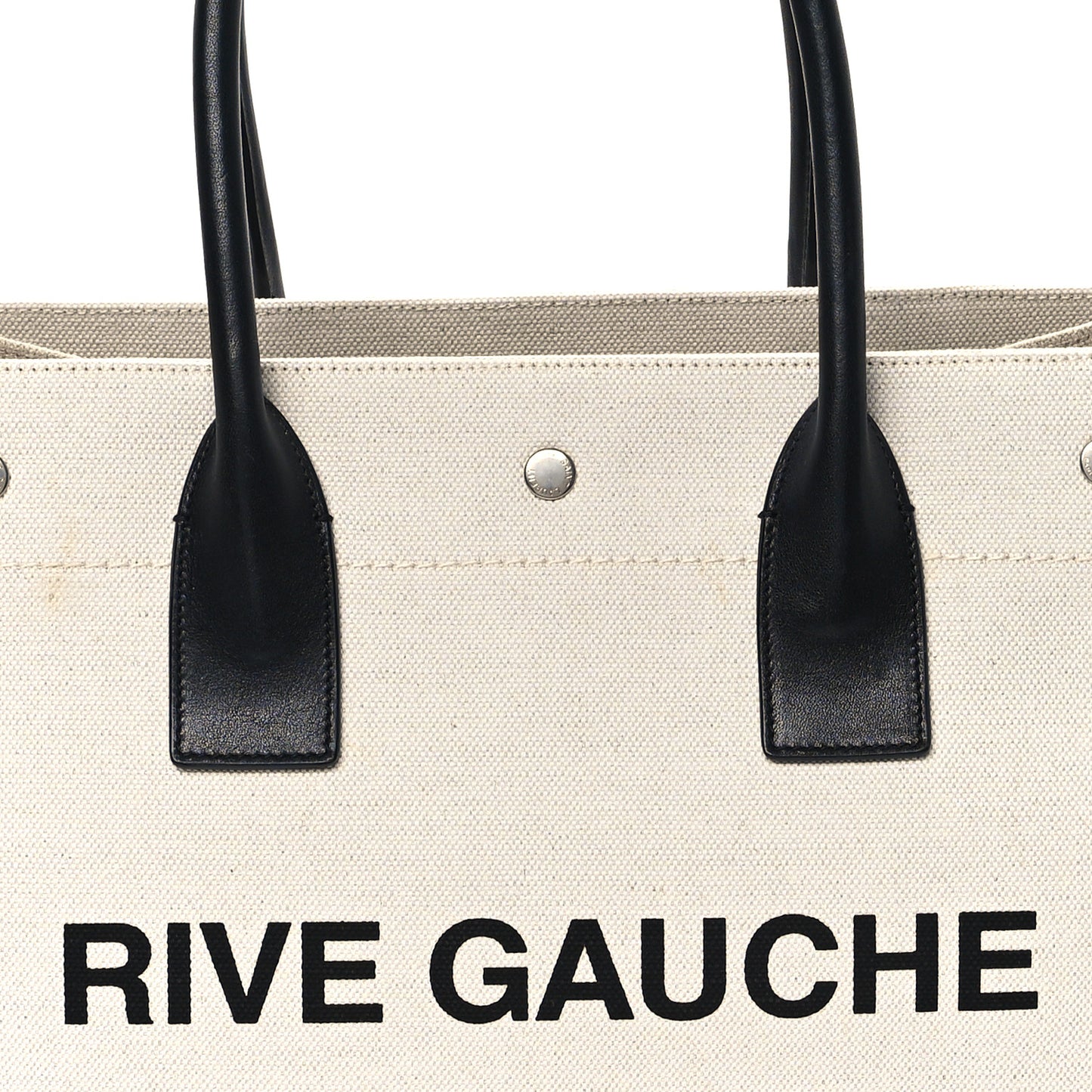 Linen Calfskin Small Rive Gauche Tote Greggio Natural