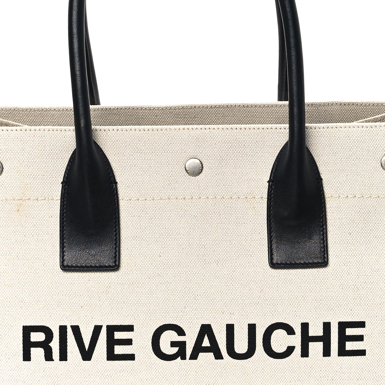 Saint Laurent Linen Calfskin Small Rive Gauche Tote Greggio Natural 8 of 13