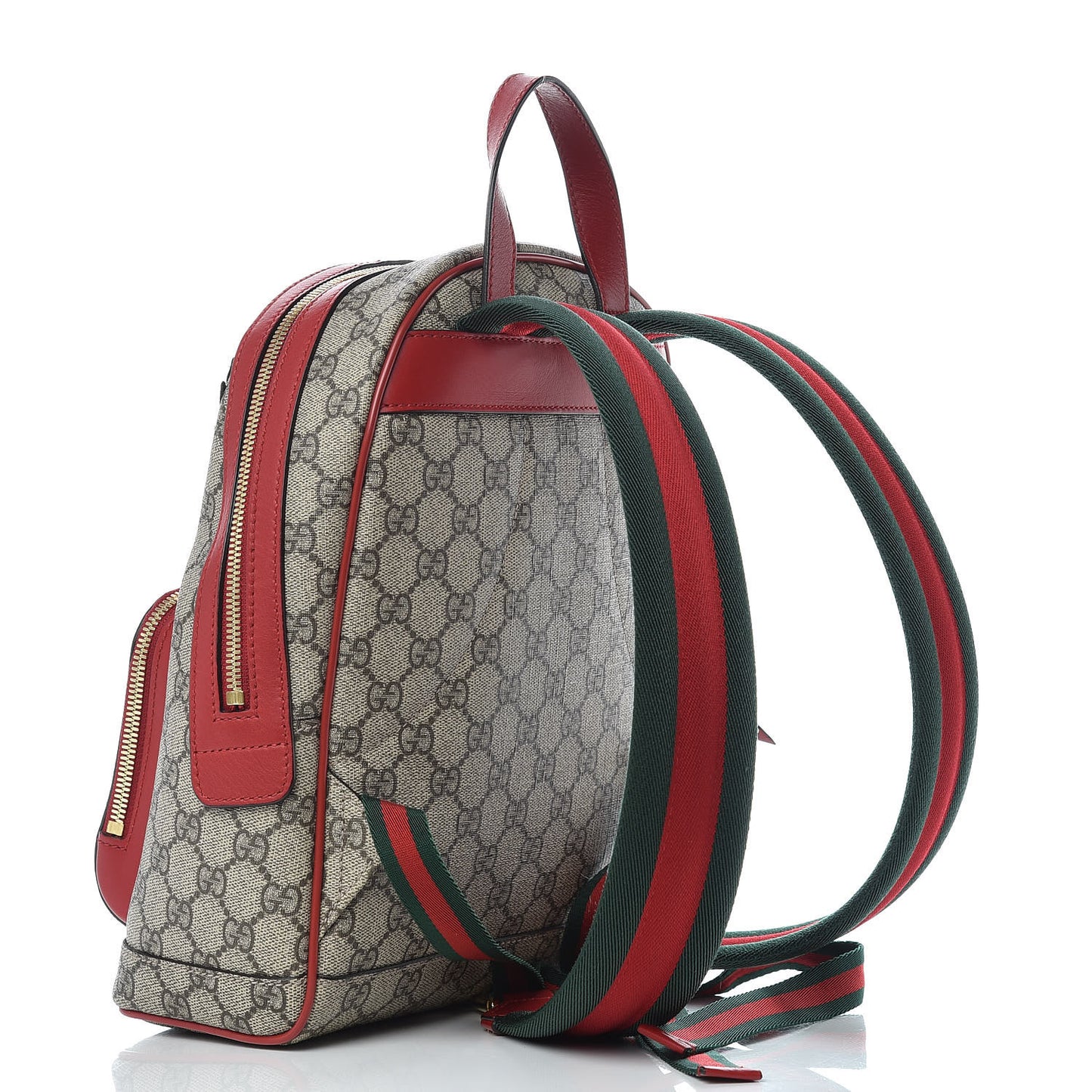 GG Supreme Monogram Web Kingsnake Heart Embroidered Small Day Backpack Red