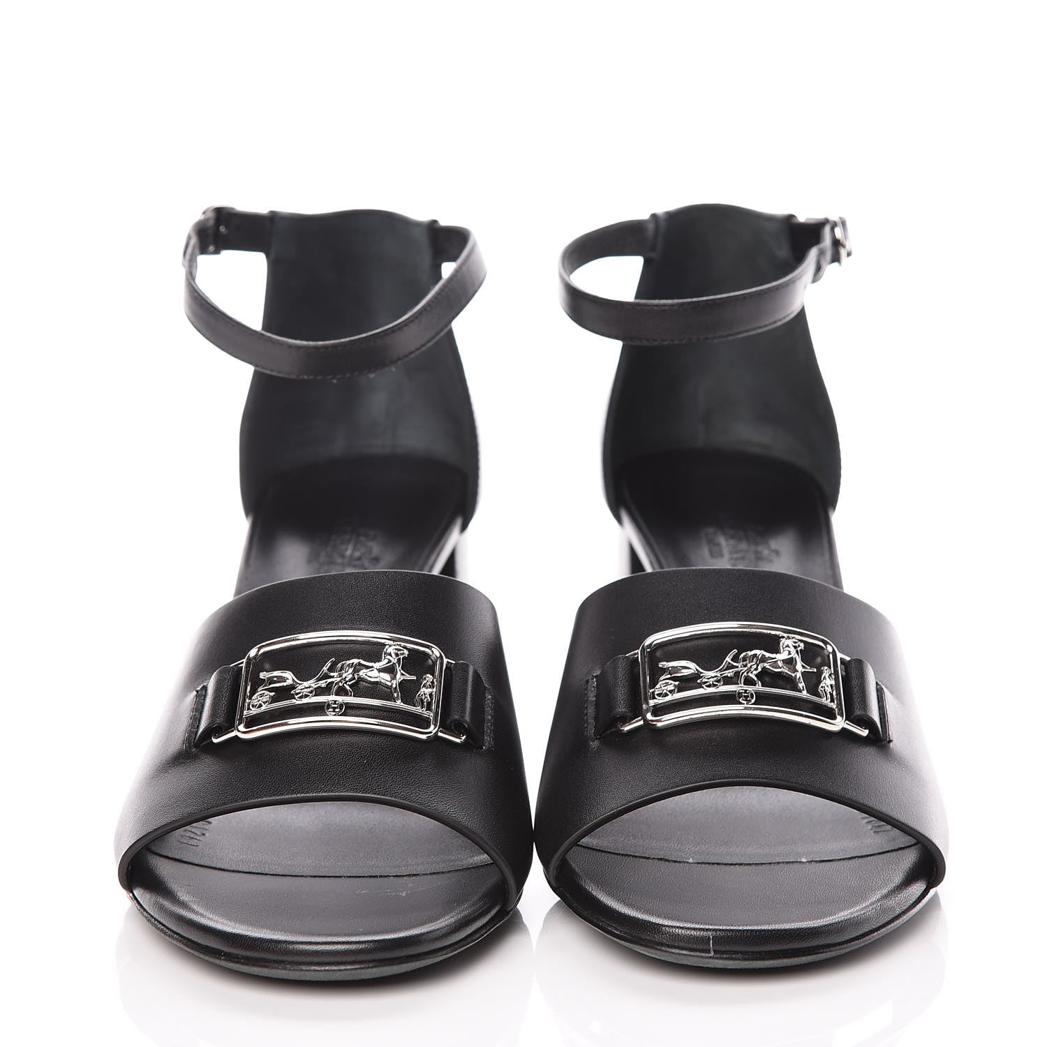 Hermes Calfskin Viaggio 60 Sandals 37.5 Black 2 of 12