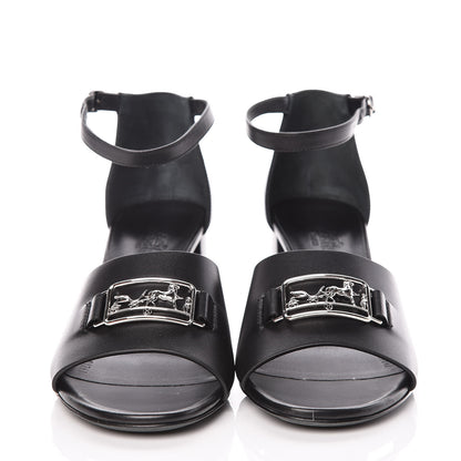 Hermes Calfskin Viaggio 60 Sandals 37.5 Black 2 of 12