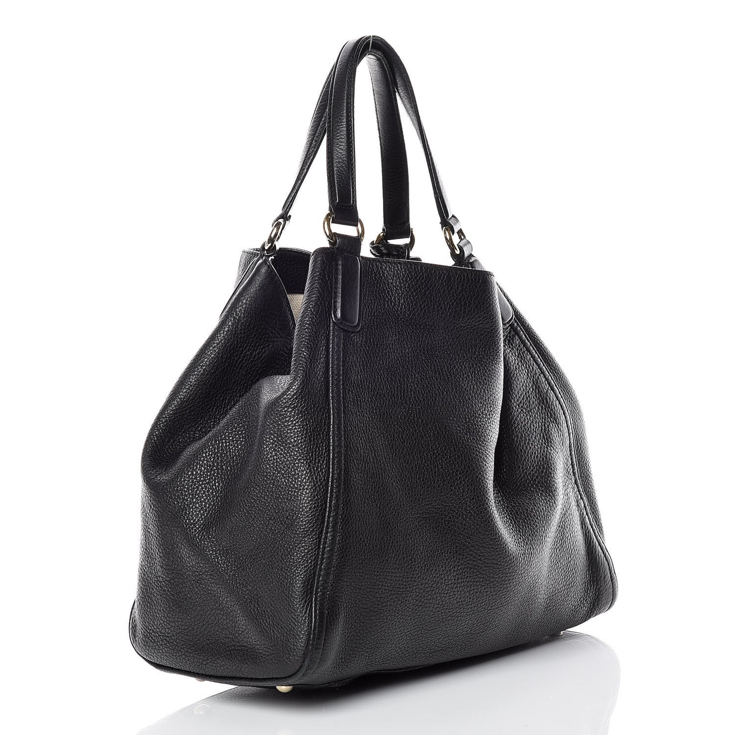 Pebbled Calfskin Medium Soho Shoulder Bag Black