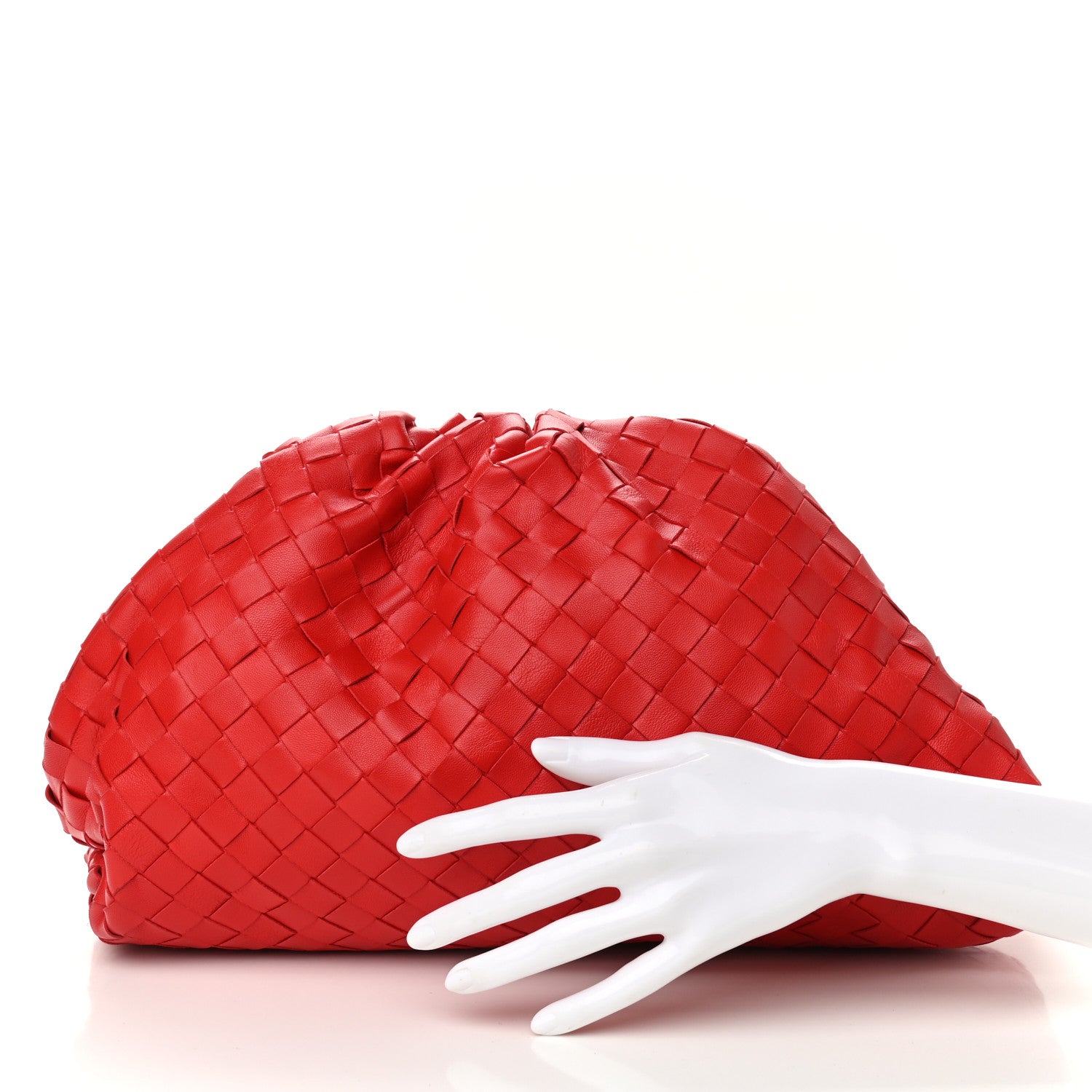 Bottega Veneta Nappa Maxi Intrecciato The Pouch Oversized Clutch Bright Red 2 of 8