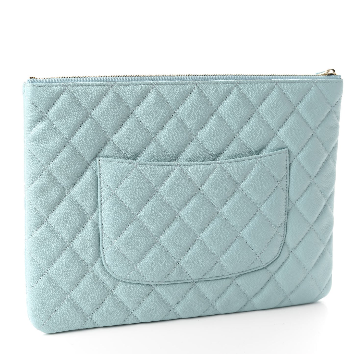 Caviar Quilted Medium Cosmetic Case Light Blue