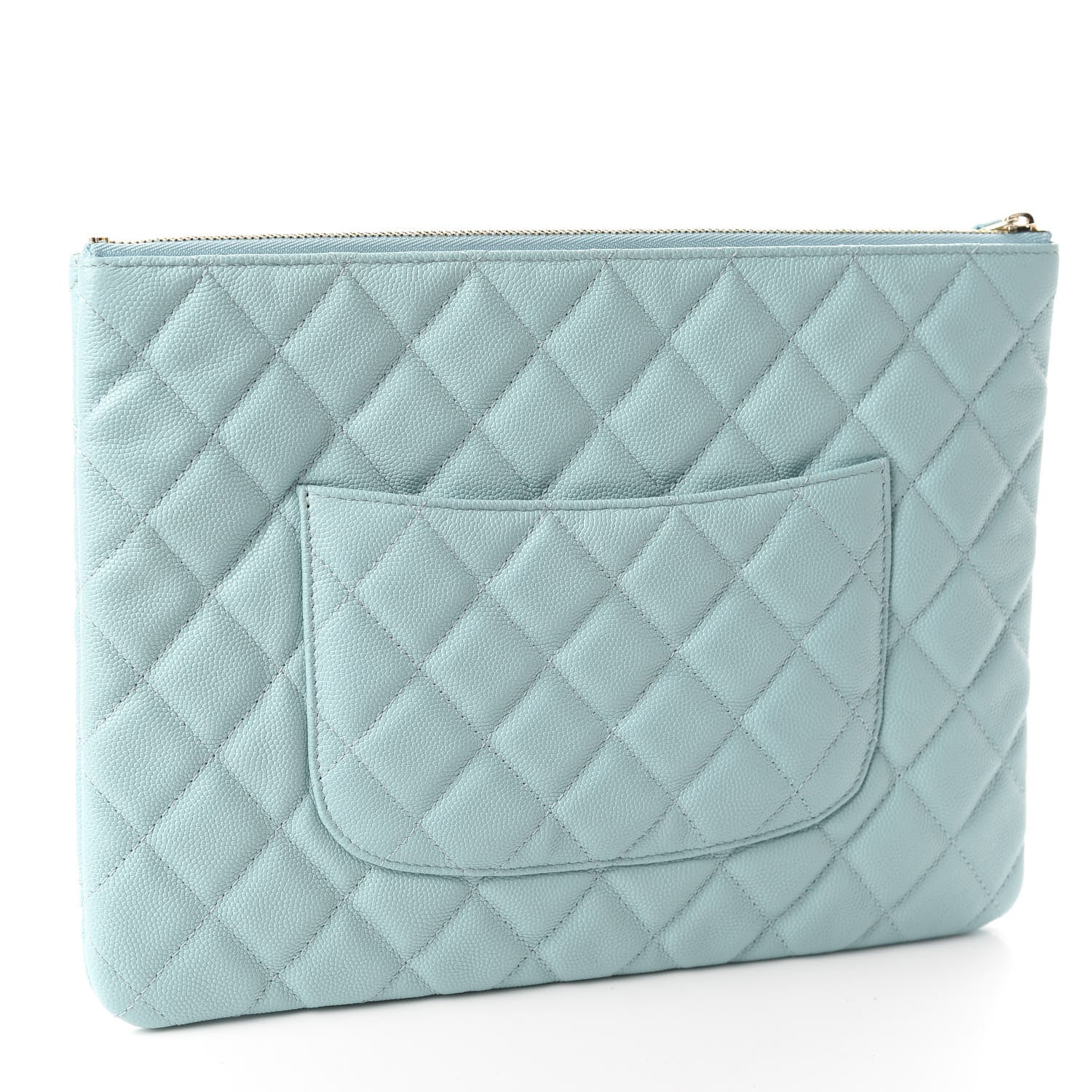 Chanel Caviar Quilted Medium Cosmetic Case Light Blue 3 of 9