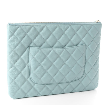 Chanel Caviar Quilted Medium Cosmetic Case Light Blue 3 of 9