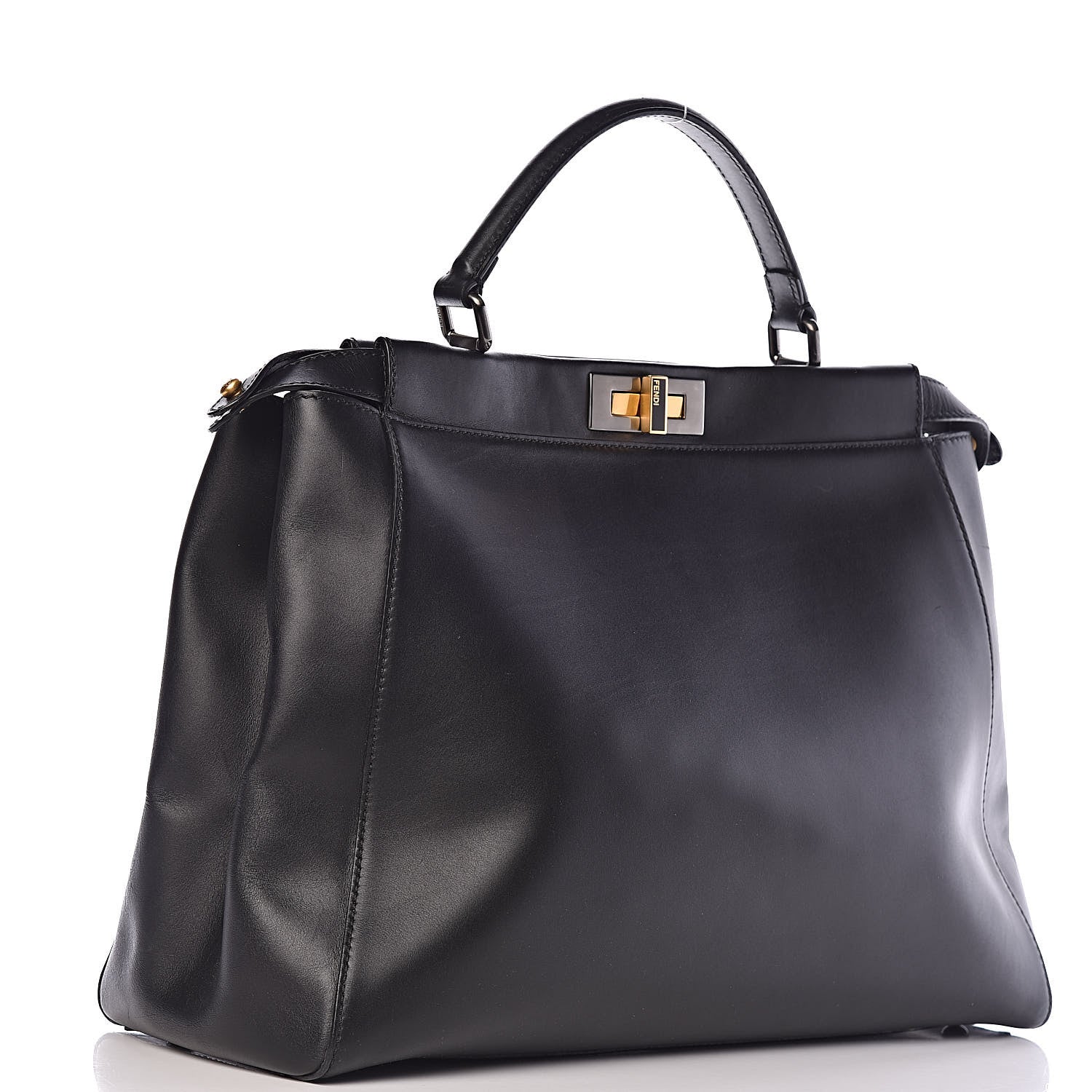 Fendi Vitello Suede Large Peekaboo Iconic Satchel Black 3 of 10