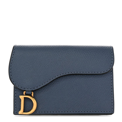 Christian Dior Grained Calfskin Saddle Card Holder Navy 1 of 10