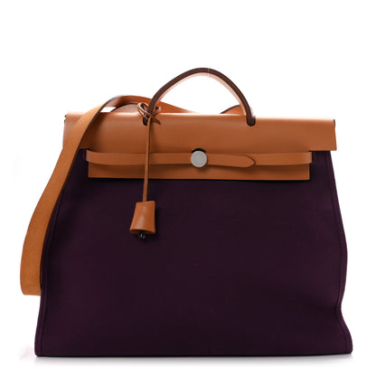 Hermes Toile Vache Hunter Herbag Zip 39 MM Cassis Fauve 1 of 11