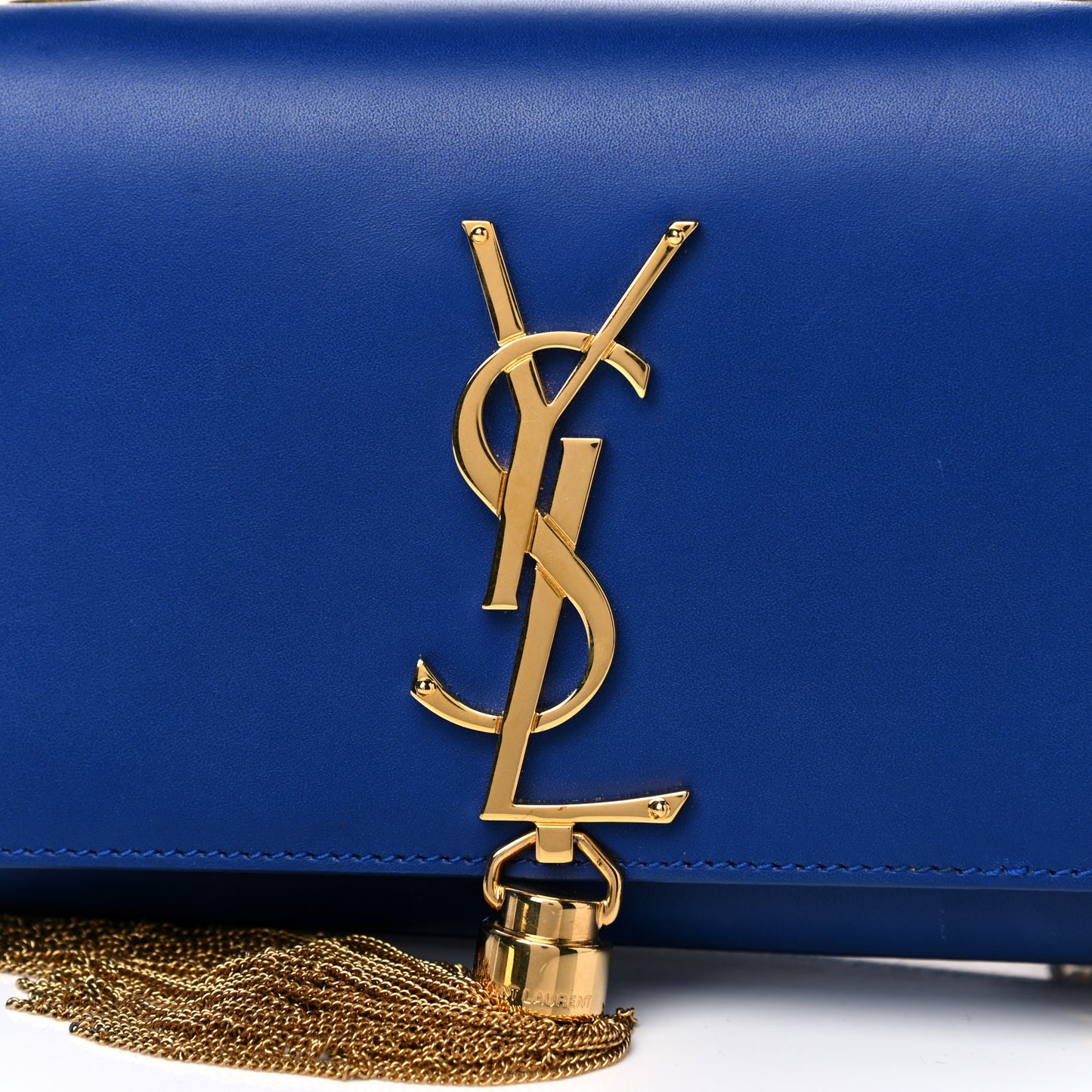 Calfskin Small Classic Monogram Kate Tassel Satchel Royal Blue