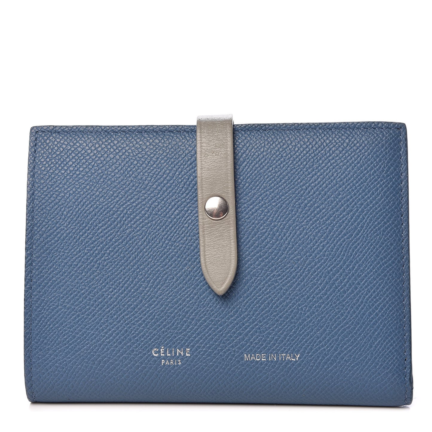 Grained Calfskin Medium Multifunction Strap Wallet Denim