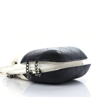 Chanel Aged Calfskin Quilted Small Gabrielle Bucket White Black 4 of 10