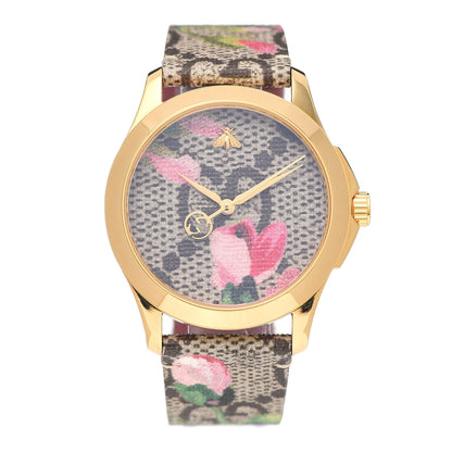 Gucci Stainless Steel Canvas 38mm G-Timeless Supreme GG Blooms Quartz Watch Brown 1 of 5