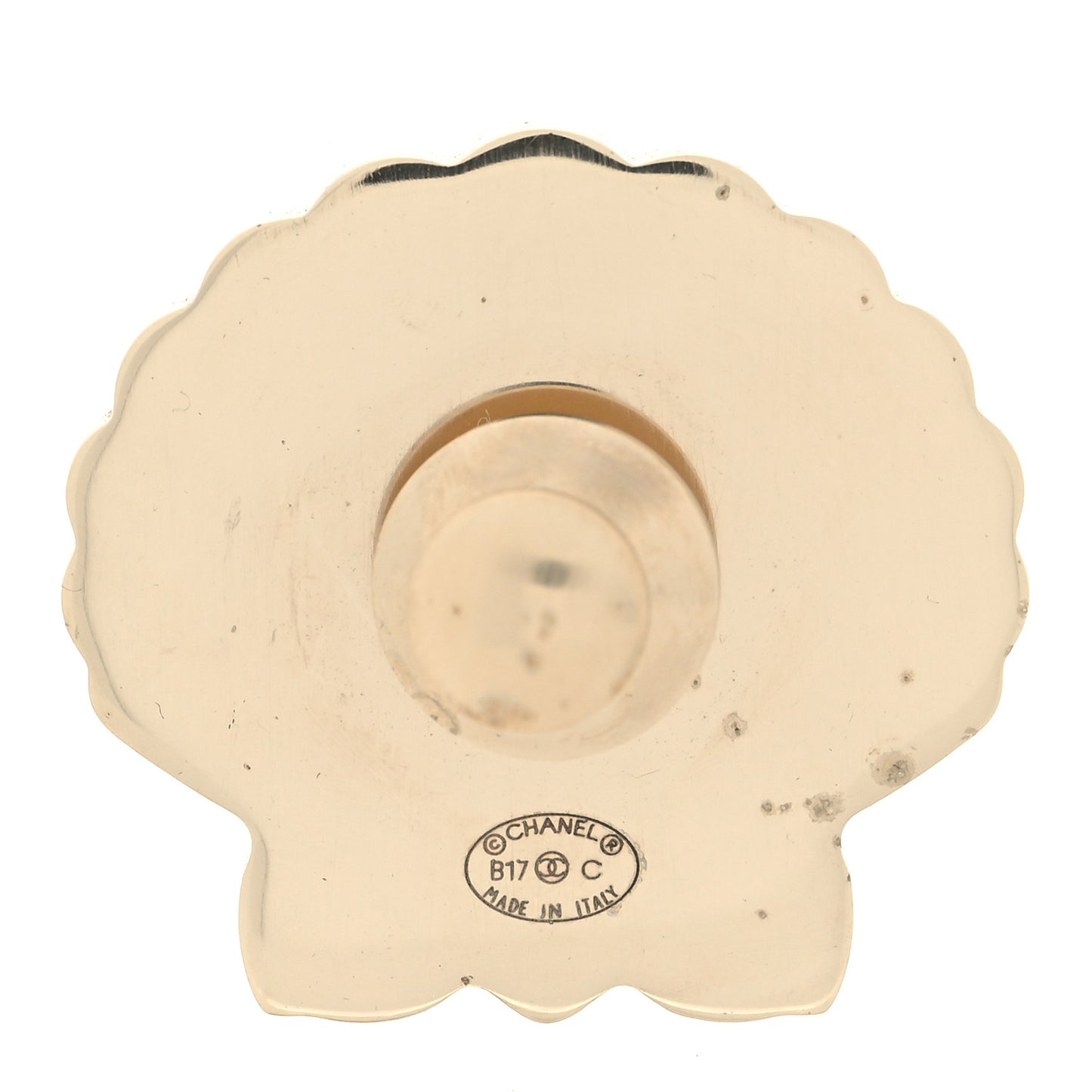 Enamel Pearl Seashell Brooch Pink Gold