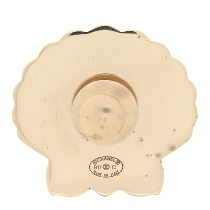 Chanel Enamel Pearl Seashell Brooch Pink Gold 3 of 5