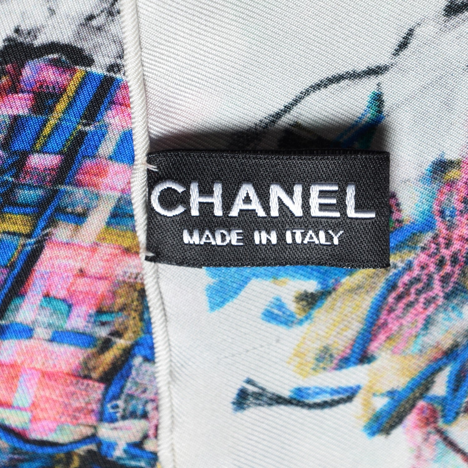 Chanel Silk Tweed Effect CC Square Scarf White 5 of 5