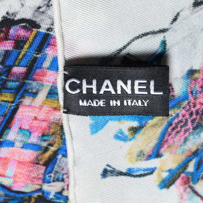 Chanel Silk Tweed Effect CC Square Scarf White 5 of 5