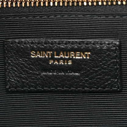 Saint Laurent Grain De Poudre Mixed Matelasse Large Triquilt Monogram Satchel Dark Beige 6 of 13