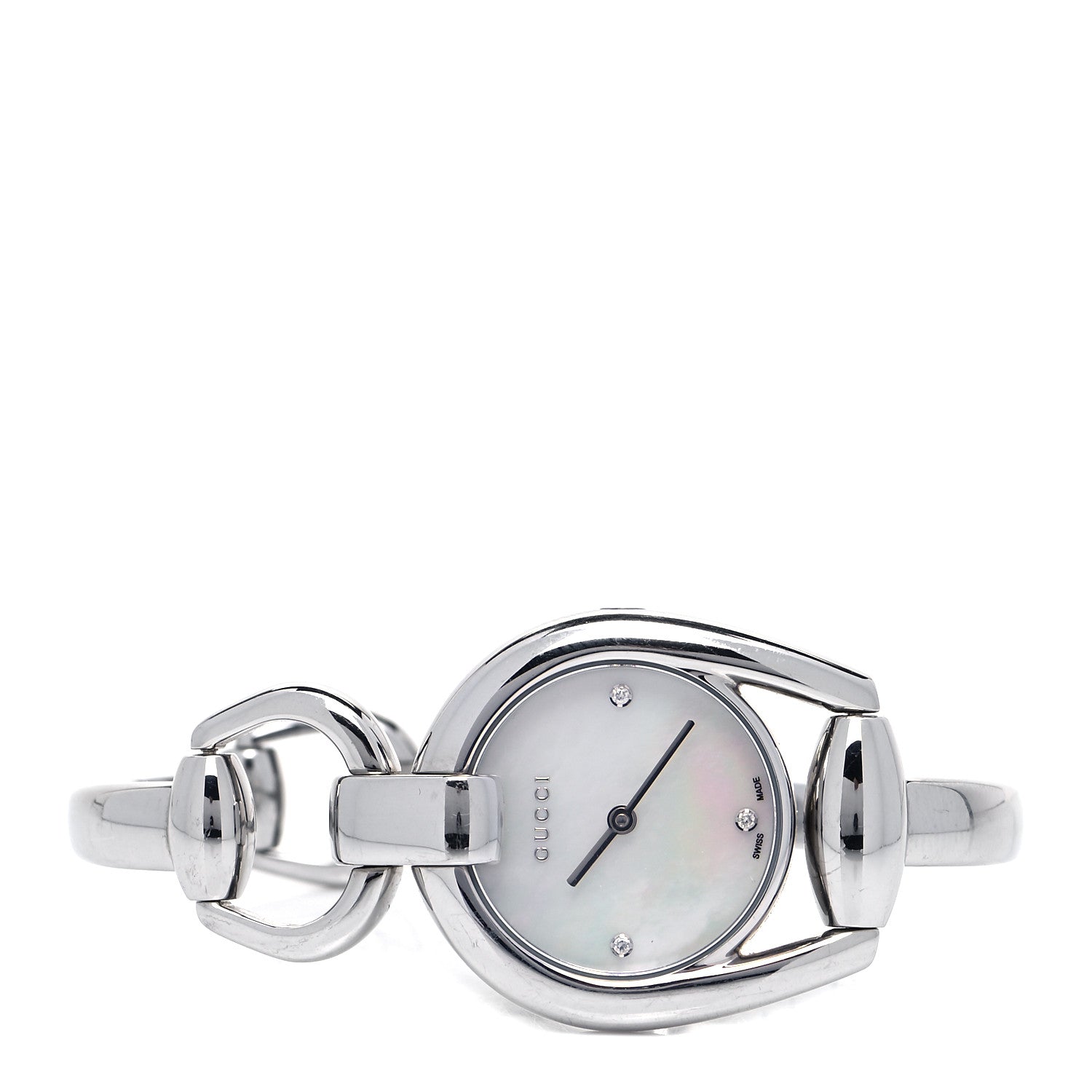 Gucci Stainless Steel Diamond Mother of Pearl 28mm Horsebit Quartz Watch 2 of 4