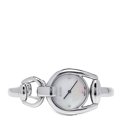 Gucci Stainless Steel Diamond Mother of Pearl 28mm Horsebit Quartz Watch 2 of 4