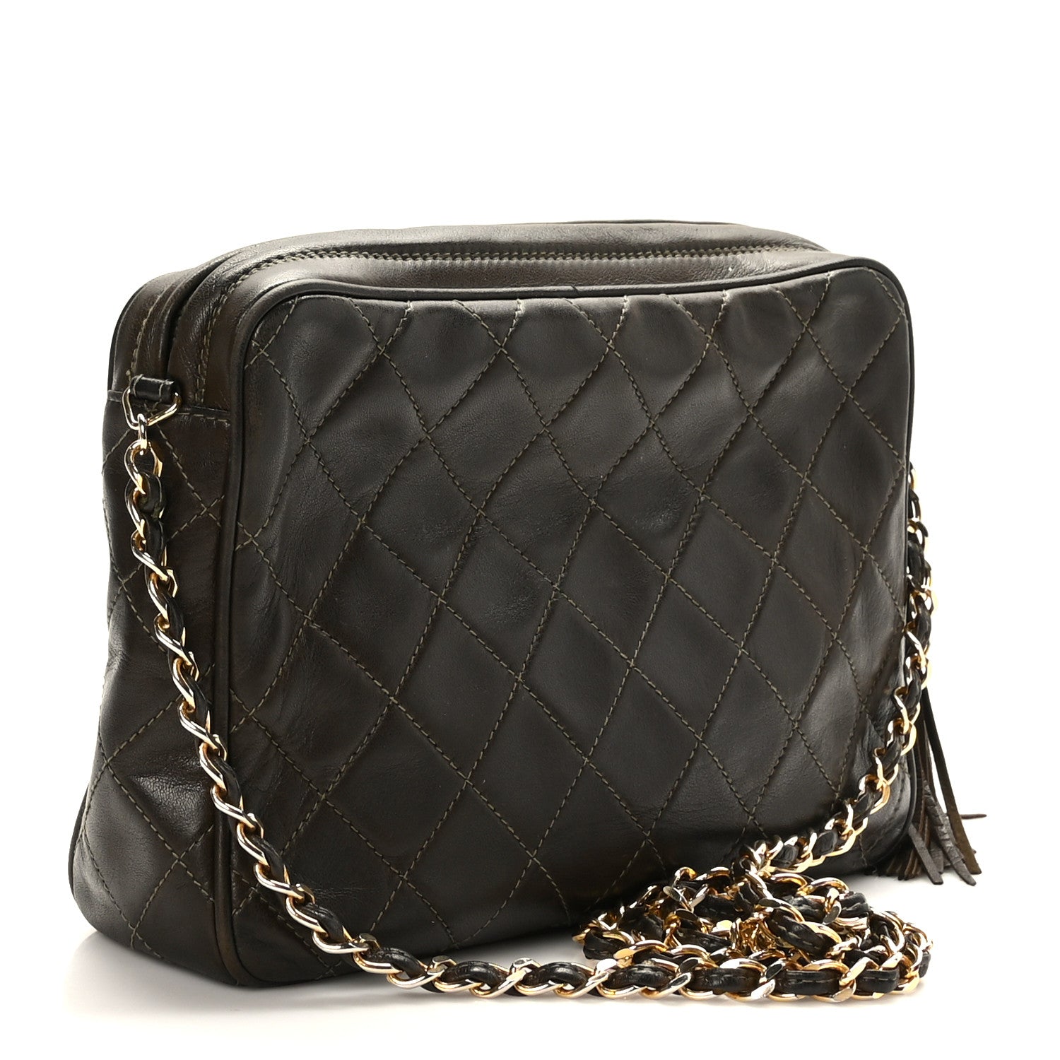 Chanel Lambskin Quilted Tassel Camera Case Brown 3 of 12