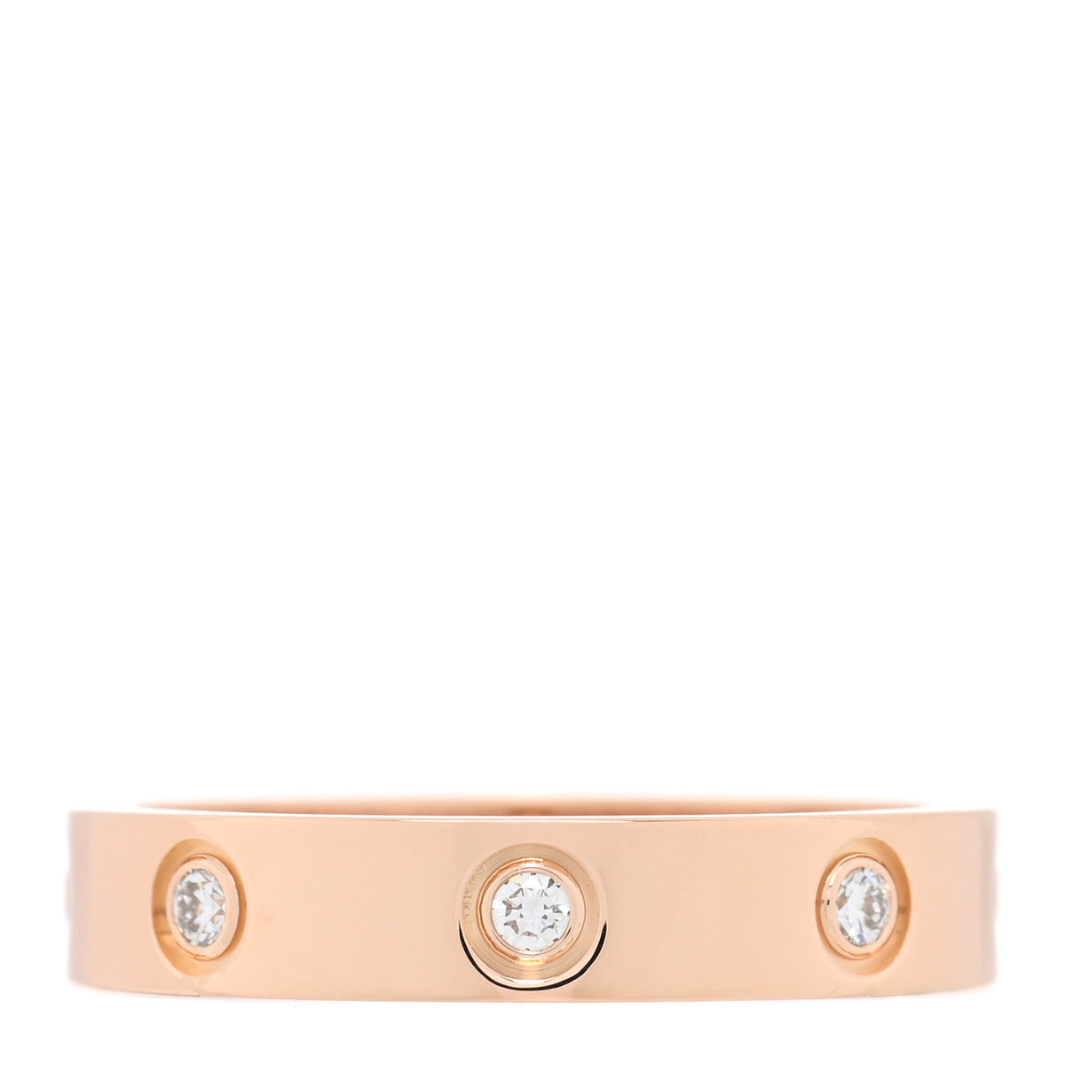 Cartier 18K Pink Gold 8 Diamond 4mm LOVE Wedding Band Ring 54 7 1 of 4