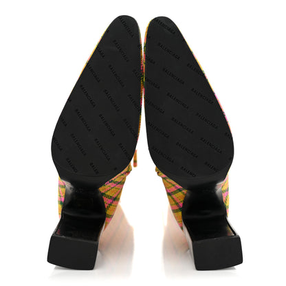 Balenciaga Wool Check Knee High Boots 38 Jaune Rose Fluo 6 of 9