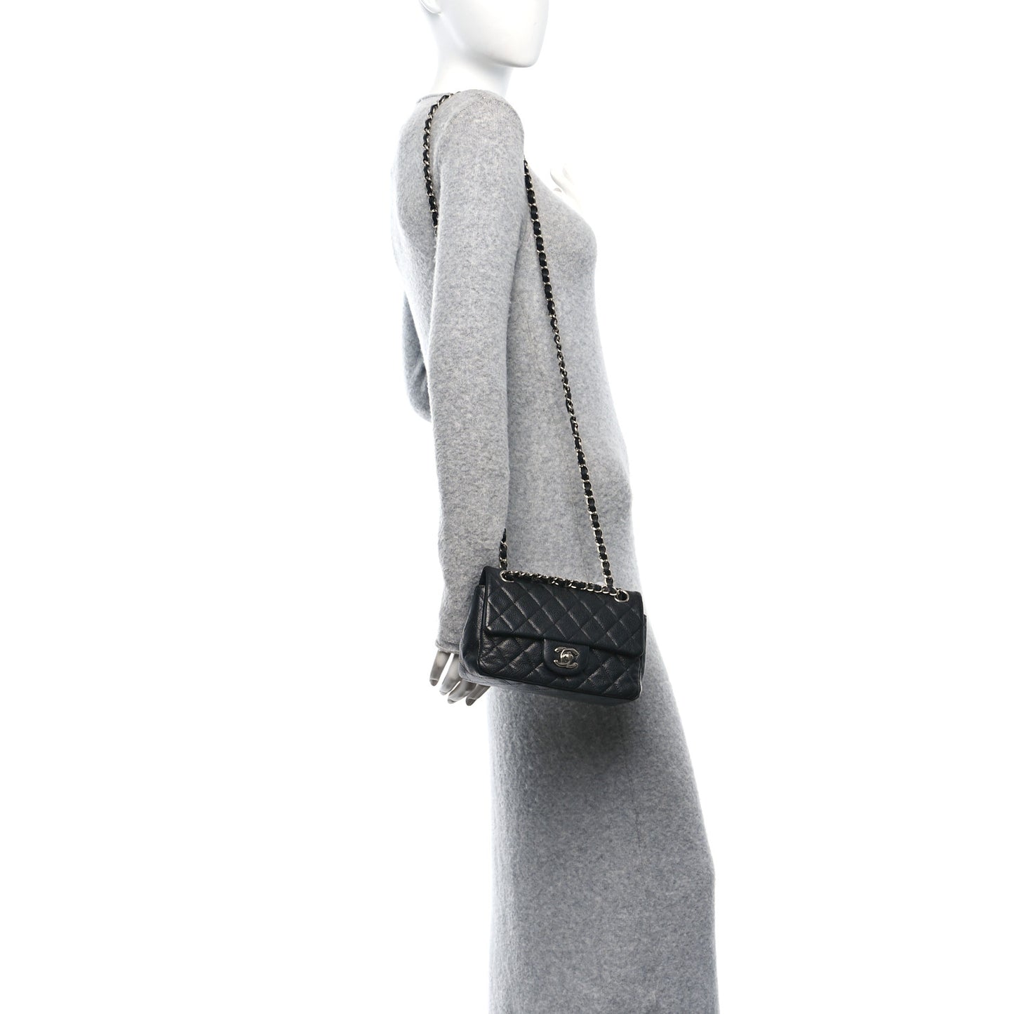 Caviar Quilted Mini Rectangular Flap Black