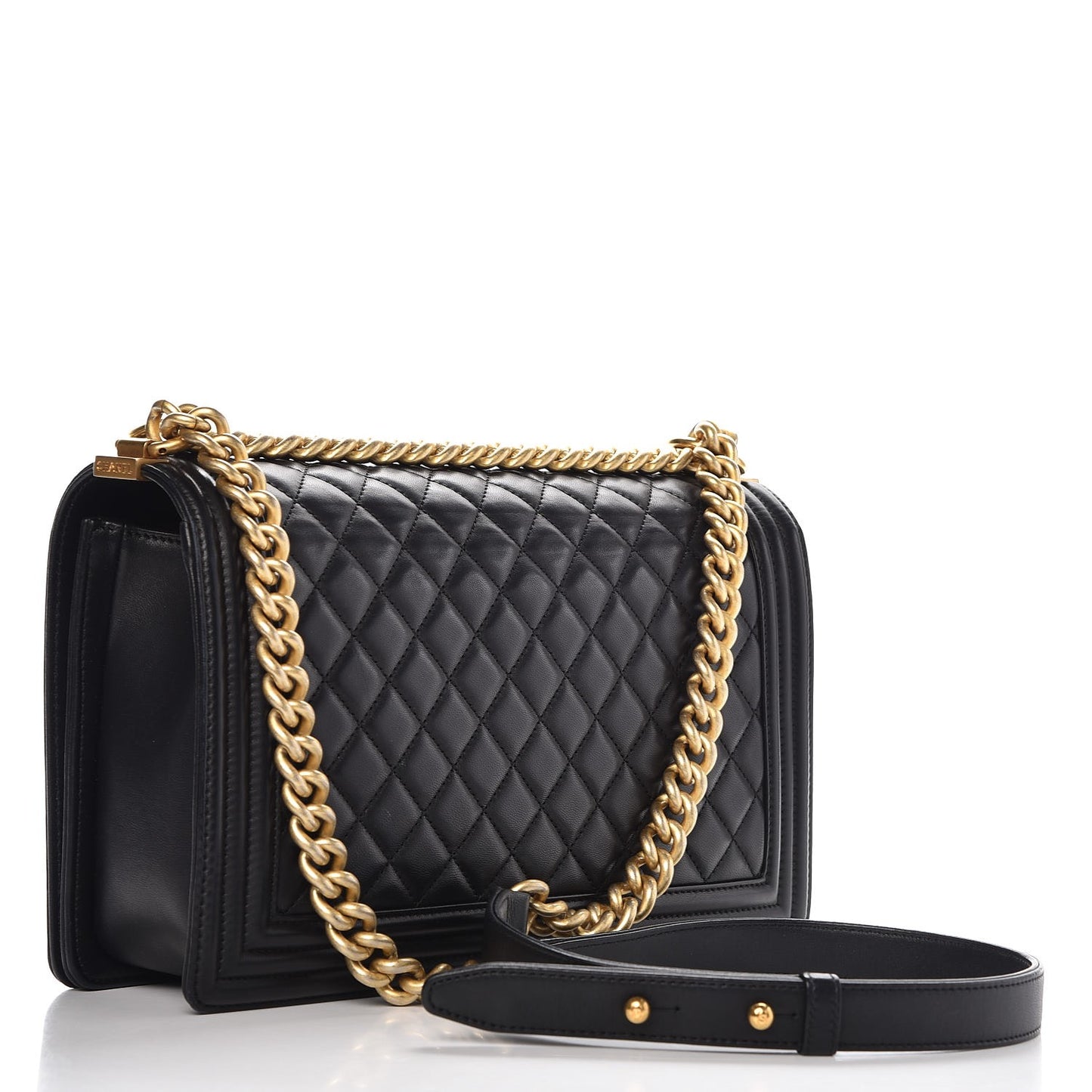Lambskin Quilted New Medium Boy Flap Black