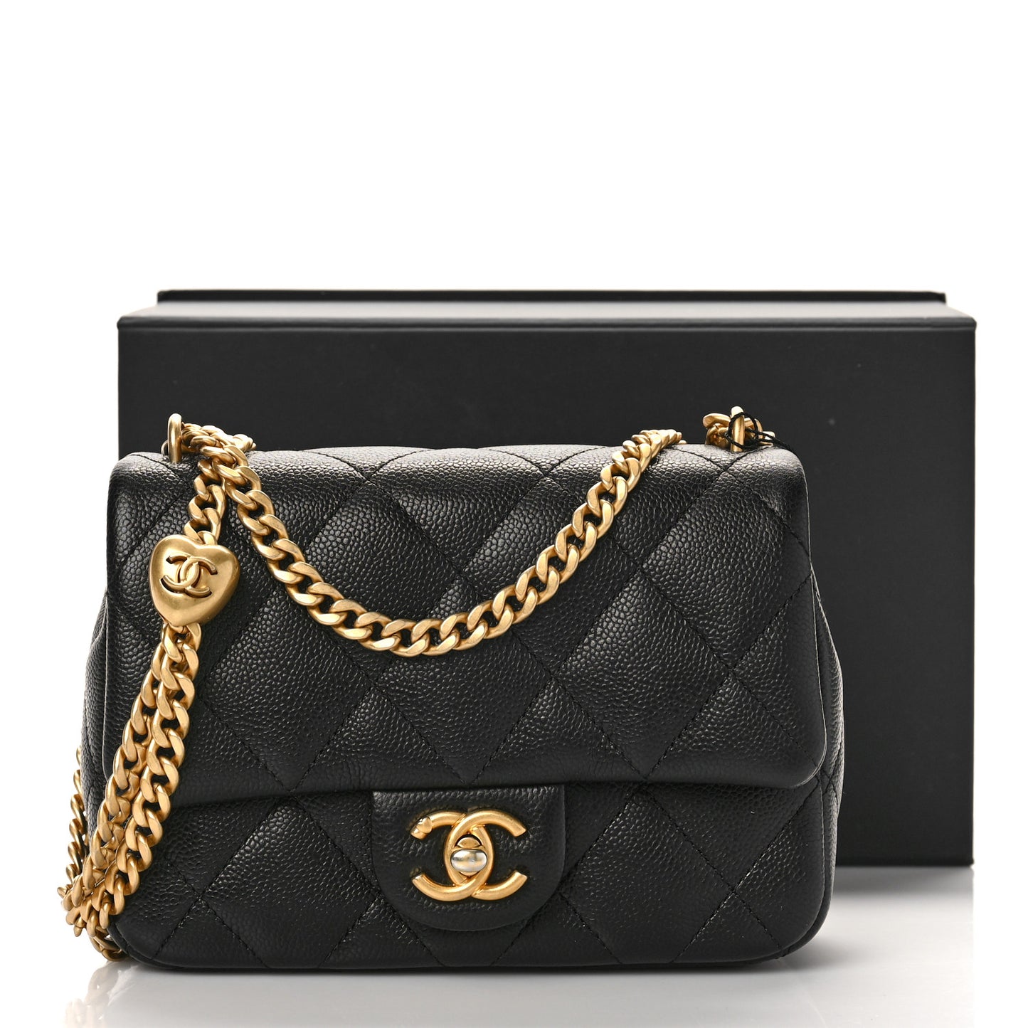 Caviar Quilted Mini Sweetheart Flap Black