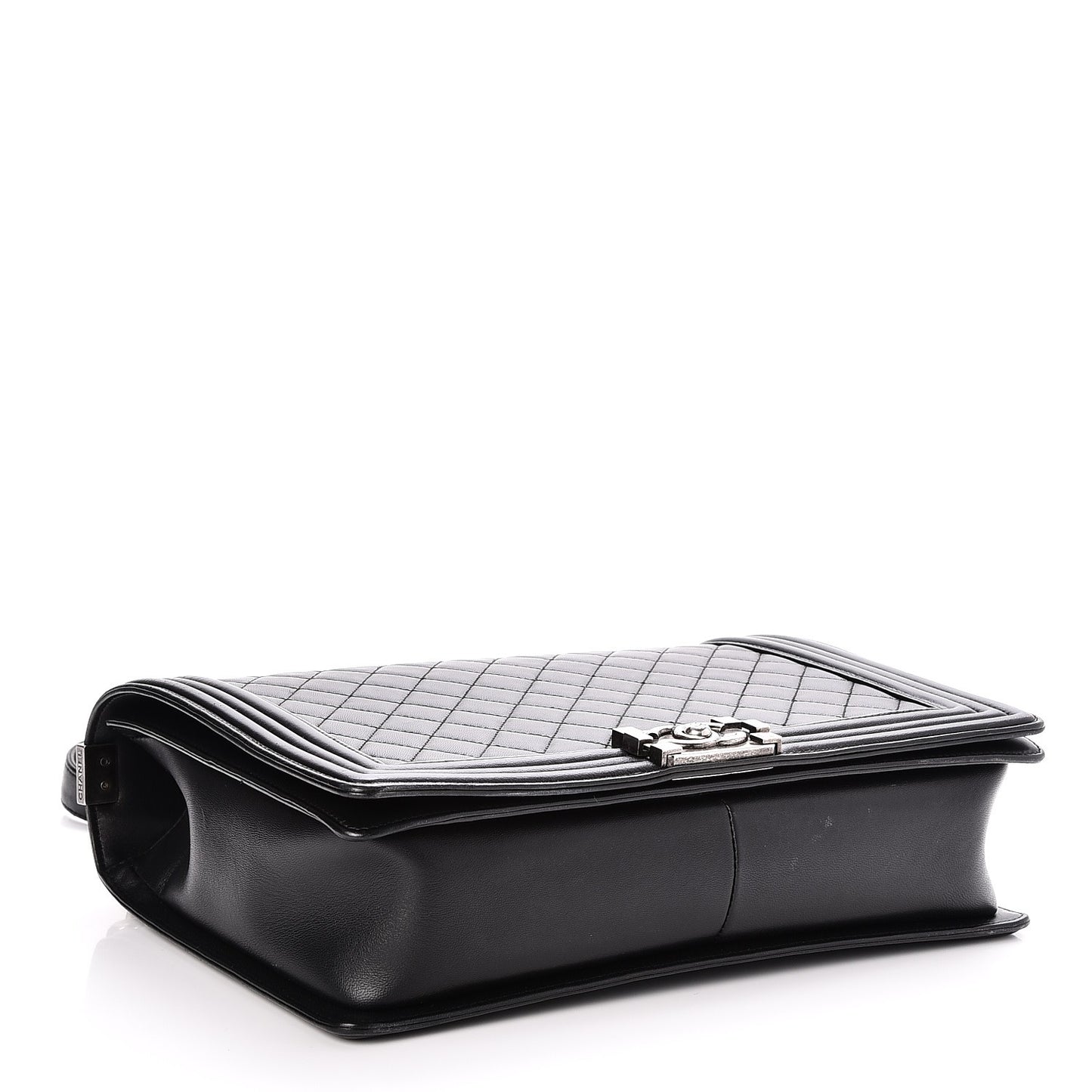 Lambskin Quilted Large Boy Flap Black